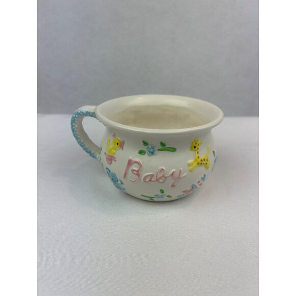 Vintage Napco Ceramic Baby Mug Giraffe Duck Elephant Nursery - Picture 3 of 12